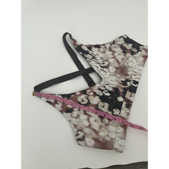 Aerie | OFFLINE Shine Strappy Back Sports Bra in Coco Cream Brown Print Large - Picture 13 of 13